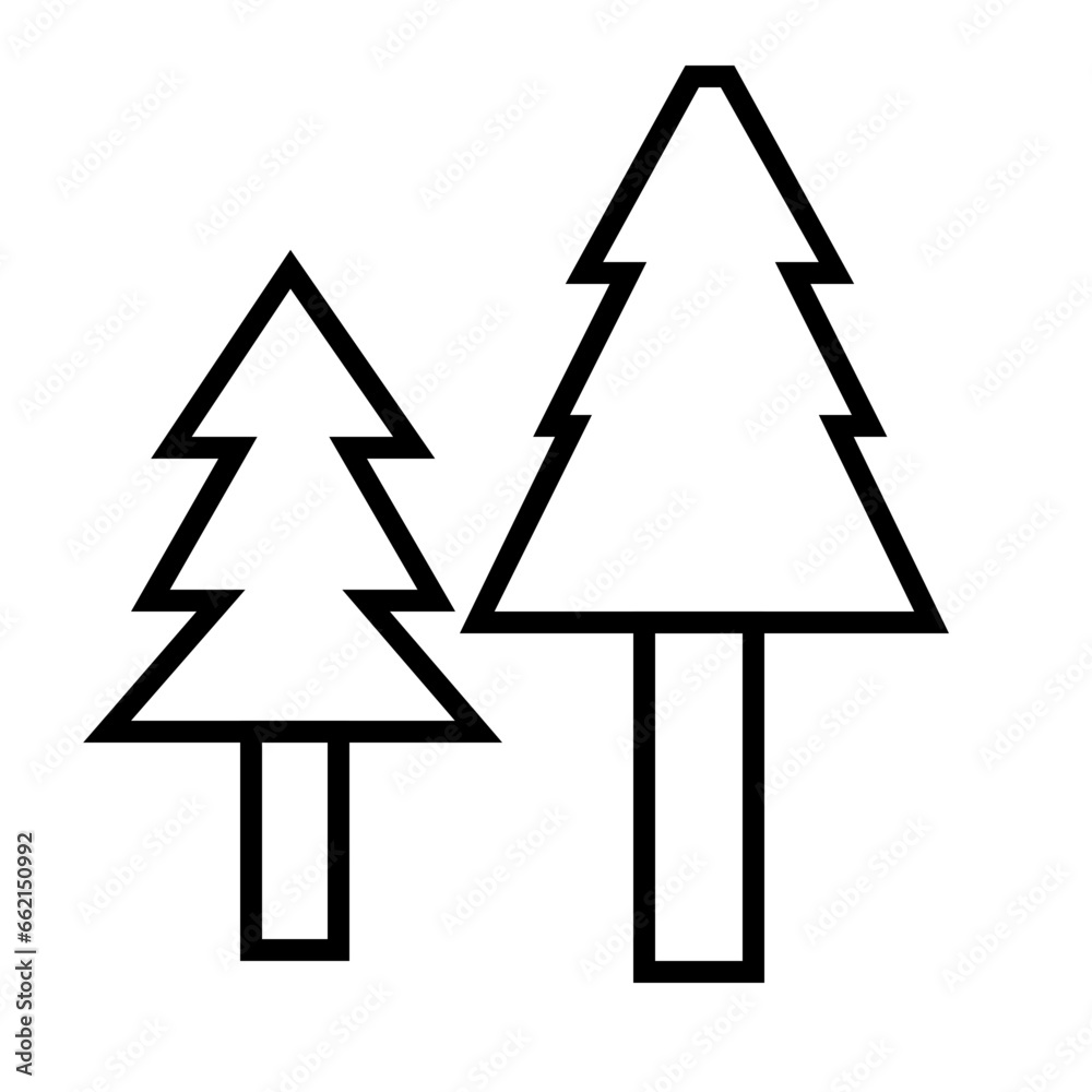 Trees Icon and Illustration in Line Style Trees Icon and Illustration in Line Style