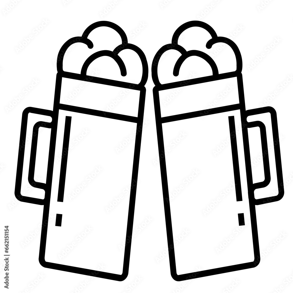 Drink Cheers Icon and Illustration in Line Style Drink Cheers Icon and Illustration in Line Style