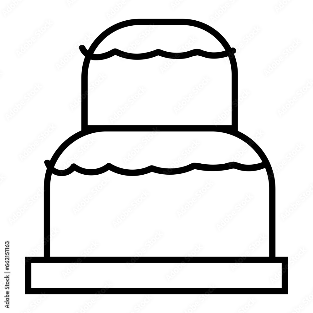 Fototapeta premium Birthday Cake Icon and Illustration in Line Style