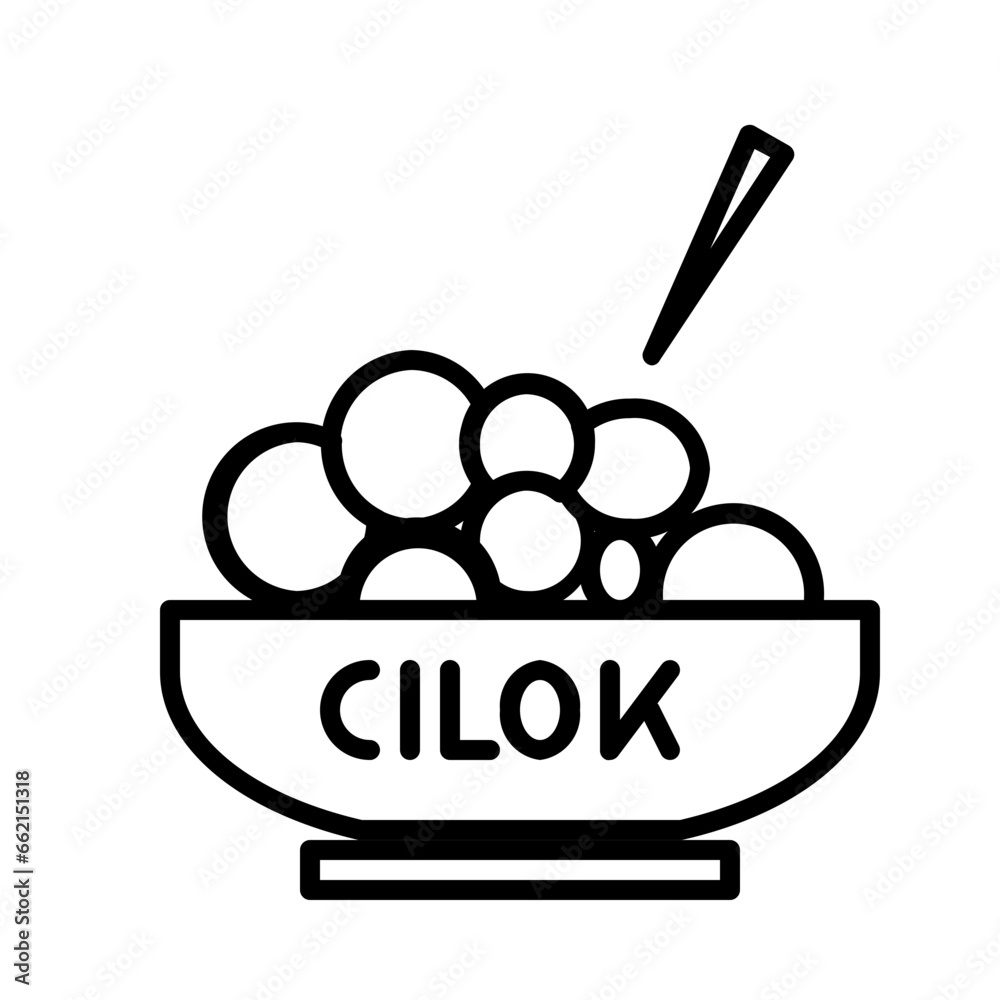 Cilok Icon and Illustration in Line Style Cilok Icon and Illustration in Line Style