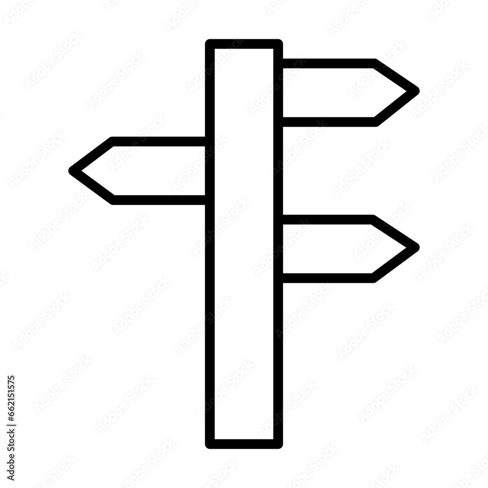 Sign Post Icon and Illustration in Line Style Sign Post Icon and Illustration in Line Style