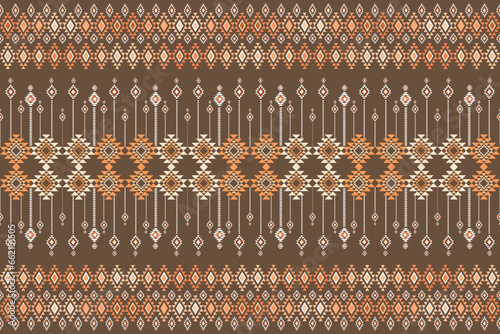 Traditional ethnic fabric pattern, seamless pattern design for textiles, rugs, wallpaper, clothing, sarong, scarf, batik, wrap, embroidery, print, background, vector illustration. thai fabric