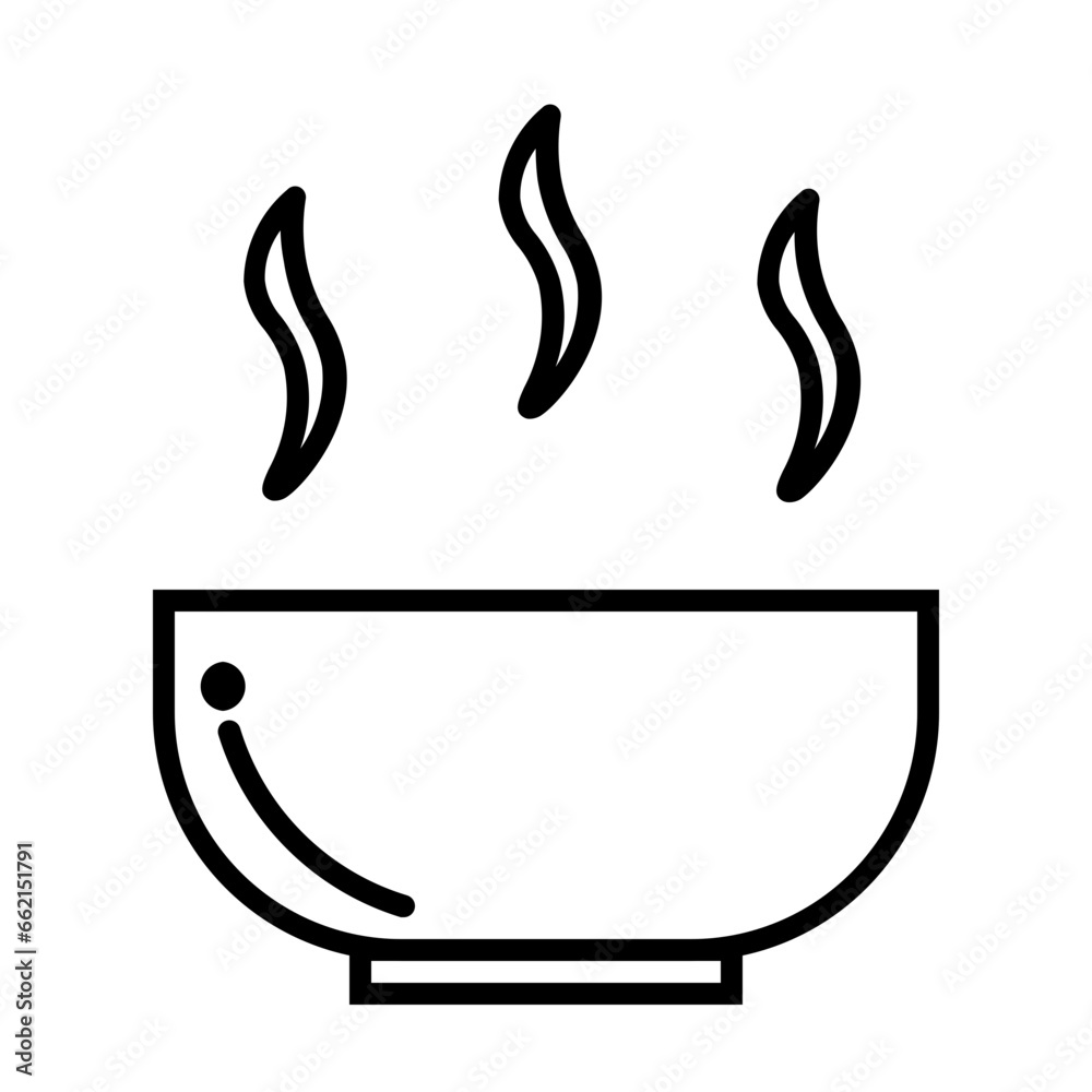 Hot Sup Icon and Illustration in Line Style Hot Sup Icon and Illustration in Line Style