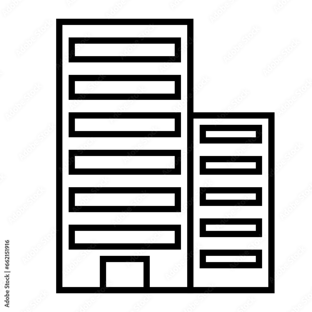 Building Icon and Illustration in Line Style Building Icon and Illustration in Line Style