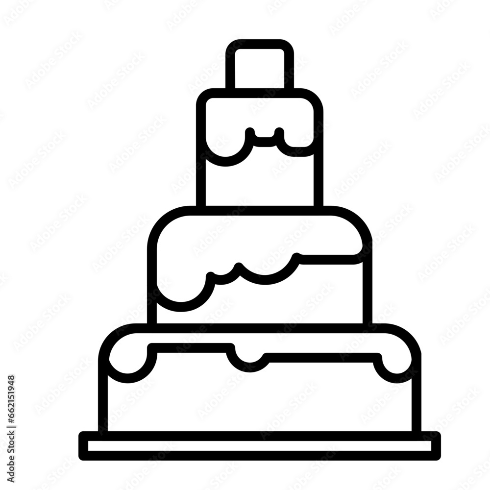 Wedding Cake Icon and Illustration in Line Style Wedding Cake Icon and Illustration in Line Style