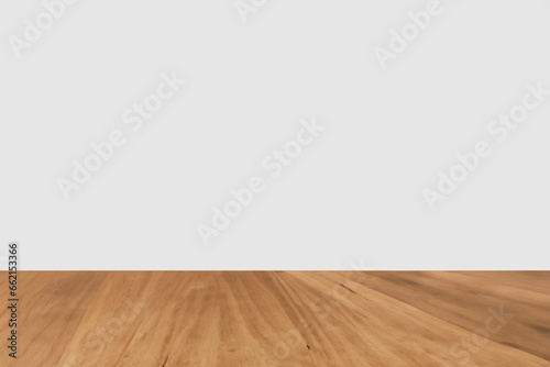 Empty wooden table top isolated on white background, used for display or montage your products