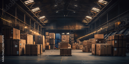 A huge warehouse with boxes photo