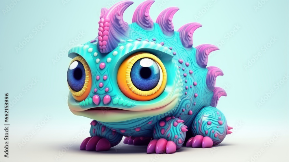 cute cartoon blue monster on a blue background cute cartoon blue monster on a blue background