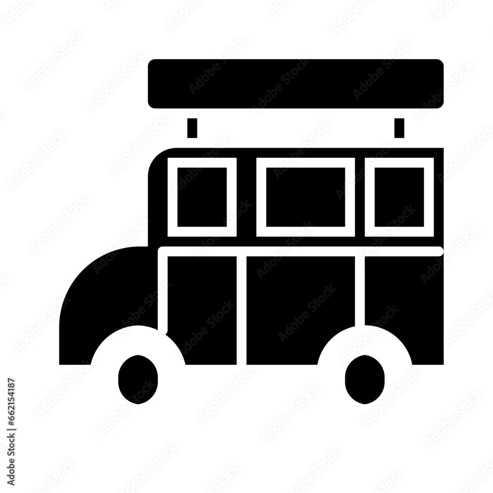 Camping Car icon illustration in solid style Camping Car icon illustration in solid style