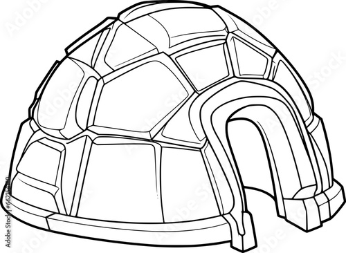 outline illustration of Igloo for coloring page