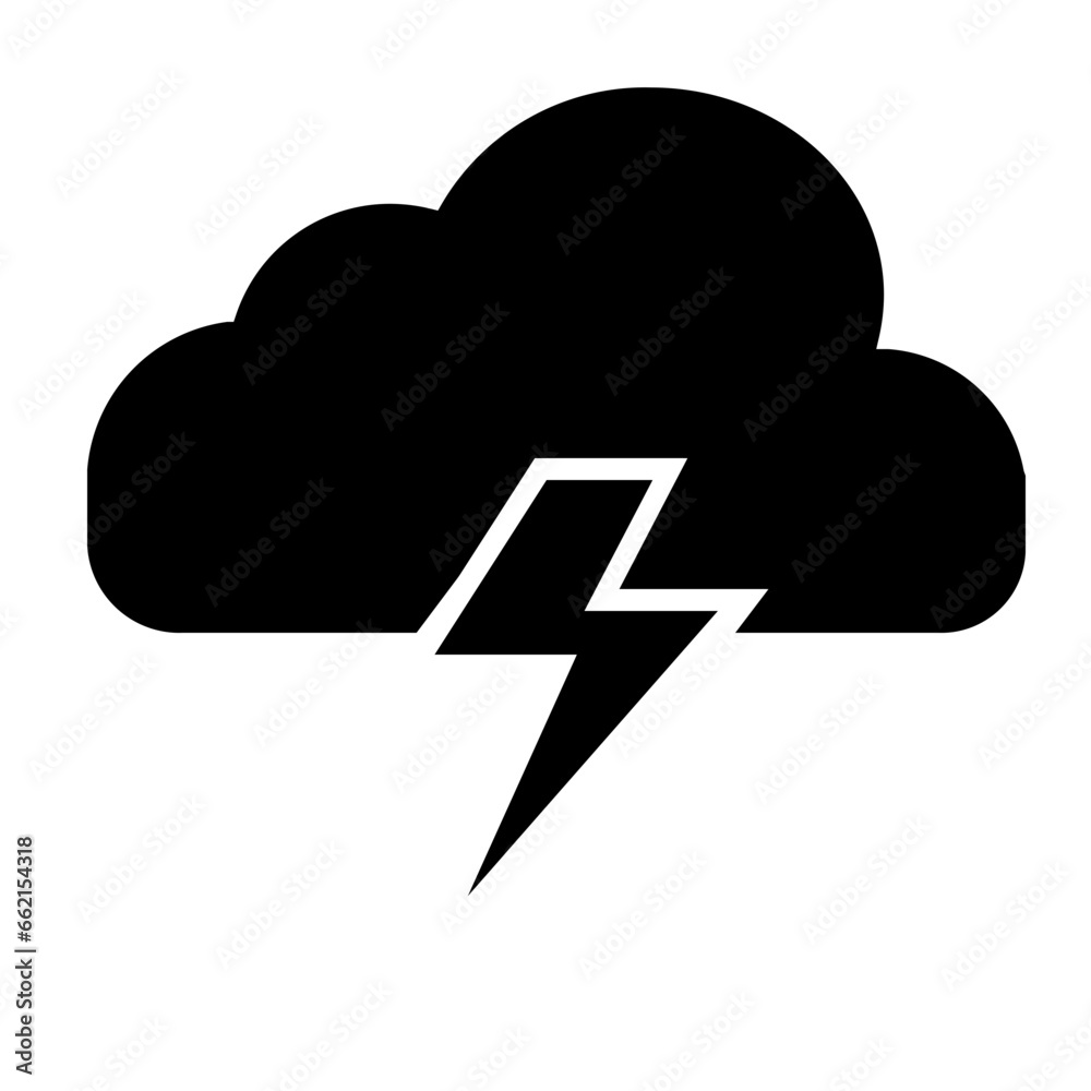 Thunder Strorm icon illustration in solid style Thunder Strorm icon illustration in solid style