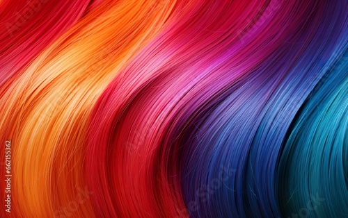 Close-up of beautiful, healthy rainbow hair. Shiny toned hair highlights. Hairstyle, styling, fashion, haircare, wellness, treatment concept