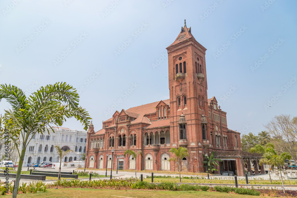 The victoria public hall town hall. British architecture in chennai tamil Nadu.Incredible India. - obrazy, fototapety, plakaty 