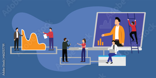 Auditing, business analysis concept with characters 2d vector illustration concept for banner, website, landing page, flyer, etc