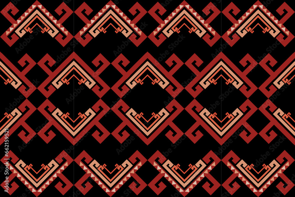 Traditional ethnic fabric pattern, seamless pattern design for textiles, rugs, wallpaper, clothing, sarong, scarf, batik, wrap, embroidery, print, background, vector illustration. thai fabric