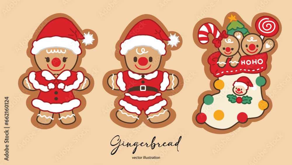 Gingerbread Cookies Set Vector Illustration 