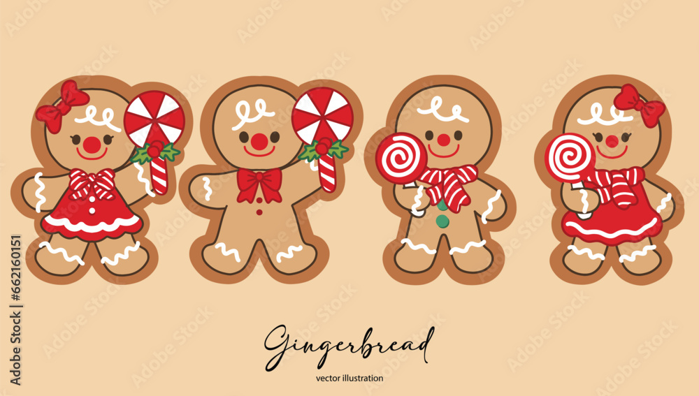 Gingerbread Cookies Set Vector Illustration Gingerbread Cookies Set Vector Illustration