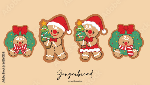 Gingerbread Cookies Set Vector Illustration 