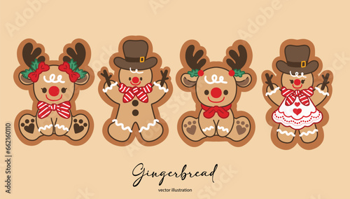 Gingerbread Cookies Set Vector Illustration 