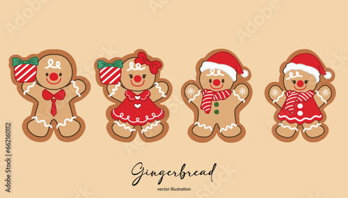 Gingerbread Cookies Set Vector Illustration 
