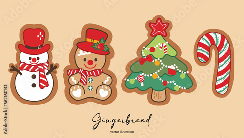 Gingerbread Cookies Set Vector Illustration 