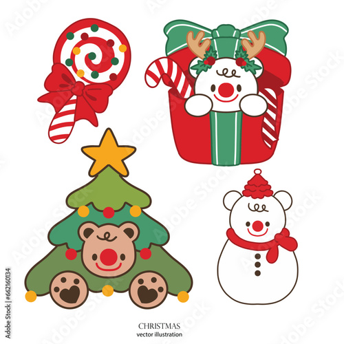 Cute white bear at Christmas