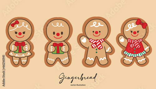 Gingerbread Cookies Set Vector Illustration 