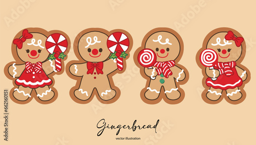 Gingerbread Cookies Set Vector Illustration 