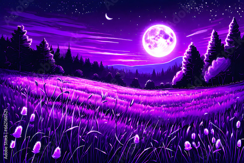 Wallpaper Mural purple moonlit