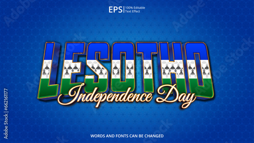 lesotho editable text effect with lesotho flag pattern suitable for poster design about holiday, Feast day or lesotho independence day moment photo