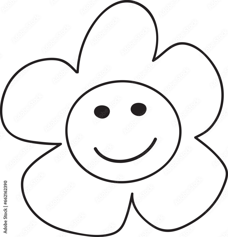 Fototapeta premium smile daisy flower kid drawn outline