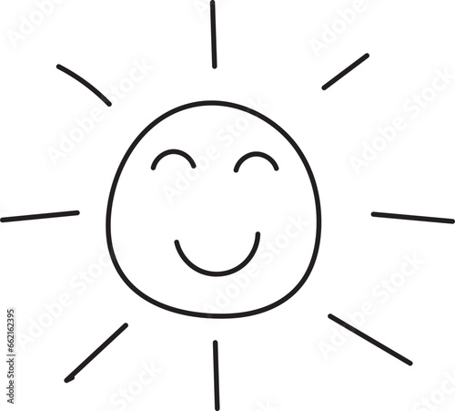 smile sun kid drawn outline photo