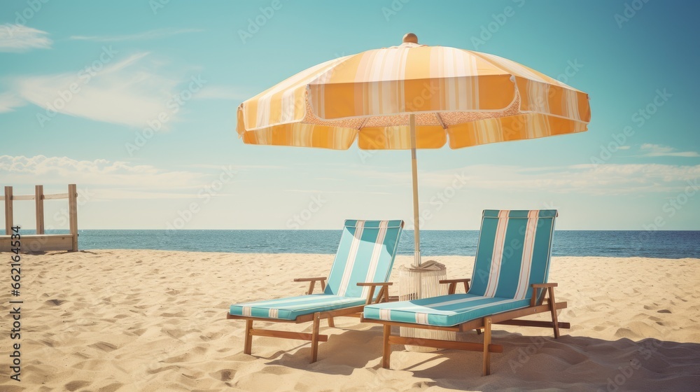 beach chair and umbrella