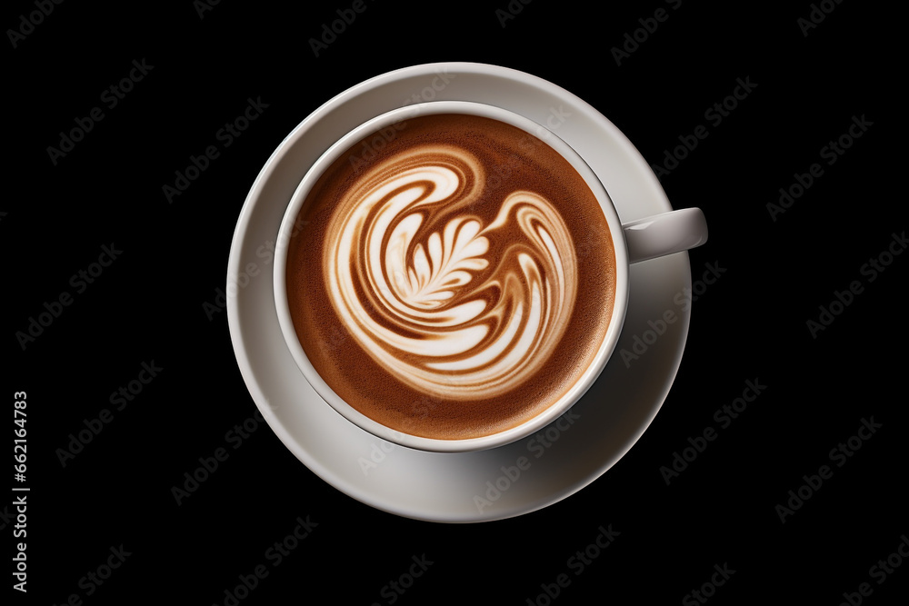 A cup of mocha latte with the picture above  3d rendering AI generative   - obrazy, fototapety, plakaty 