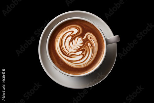 A cup of mocha latte with the picture above  3d rendering AI generative   photo