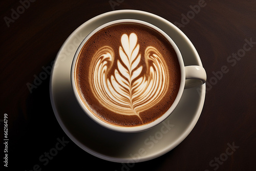 A cup of mocha latte with the picture above 3d rendering AI generative 