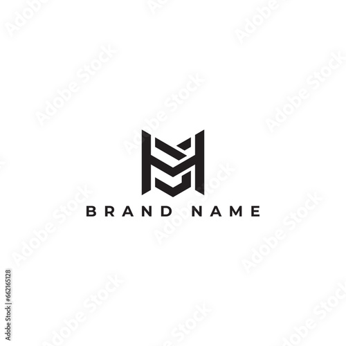 Abstract initial letter H and B monogram square shape logo in black color isolated on a white background. Letter BH logo applied for Modern Gym Business logo design inspiration template