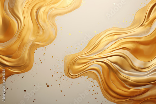 Abstract background with gold, yellow and white paint splashes.