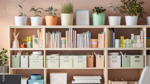 A well-organized workspace with efficient storage solutions