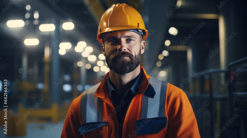 A bearded man wearing a hard hat A bearded man wearing a hard hat