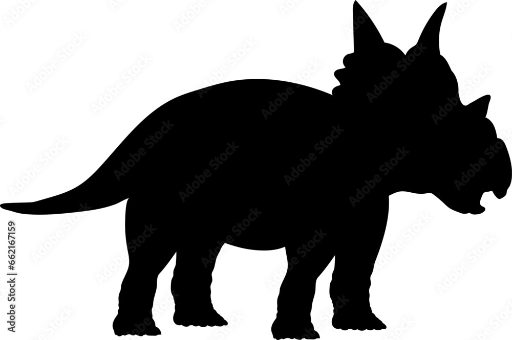 Obraz premium Triceratops Dinosaur Silhouette vector Types of dinosaurs breeds