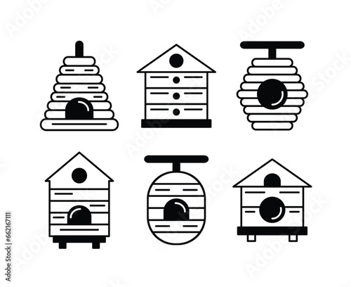 sets of honey beehive honeycomb bee icon vector design collections outline simple modern style isolated