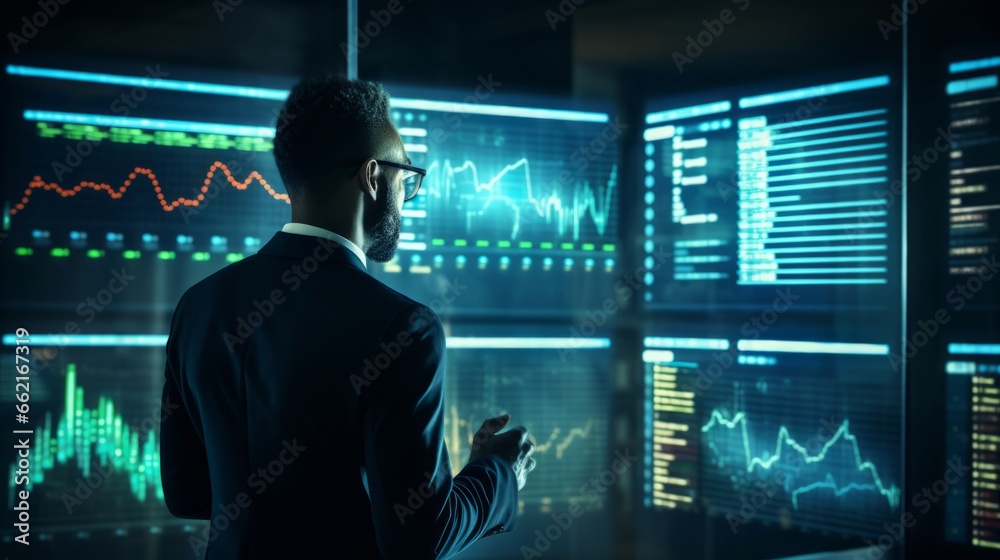 A businessman exploring fintech investments A businessman exploring fintech investments