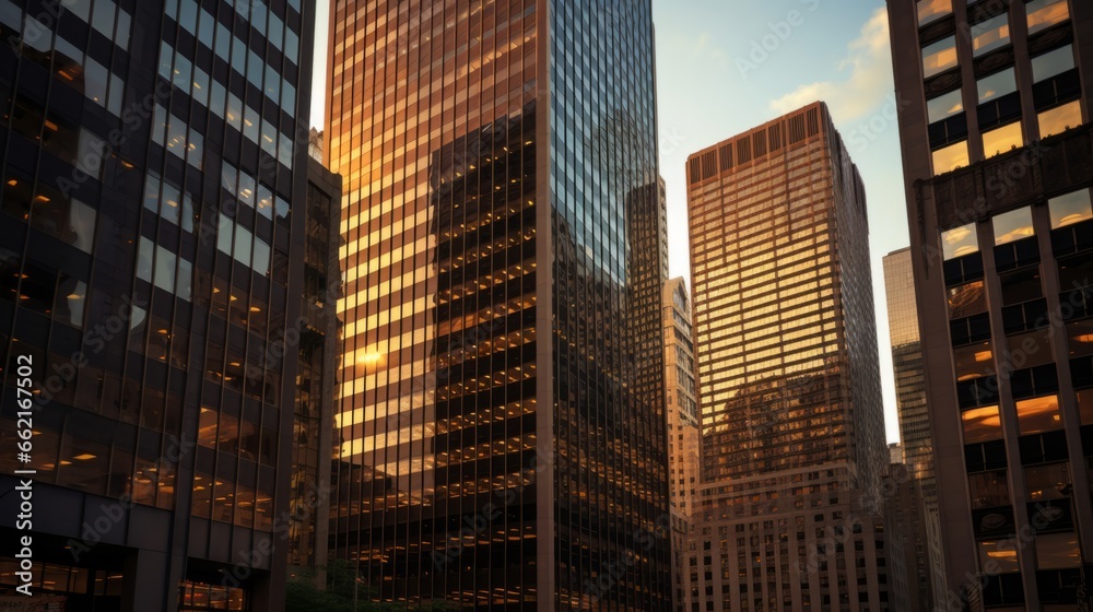 A corporate office tower in a financial district A corporate office tower in a financial district