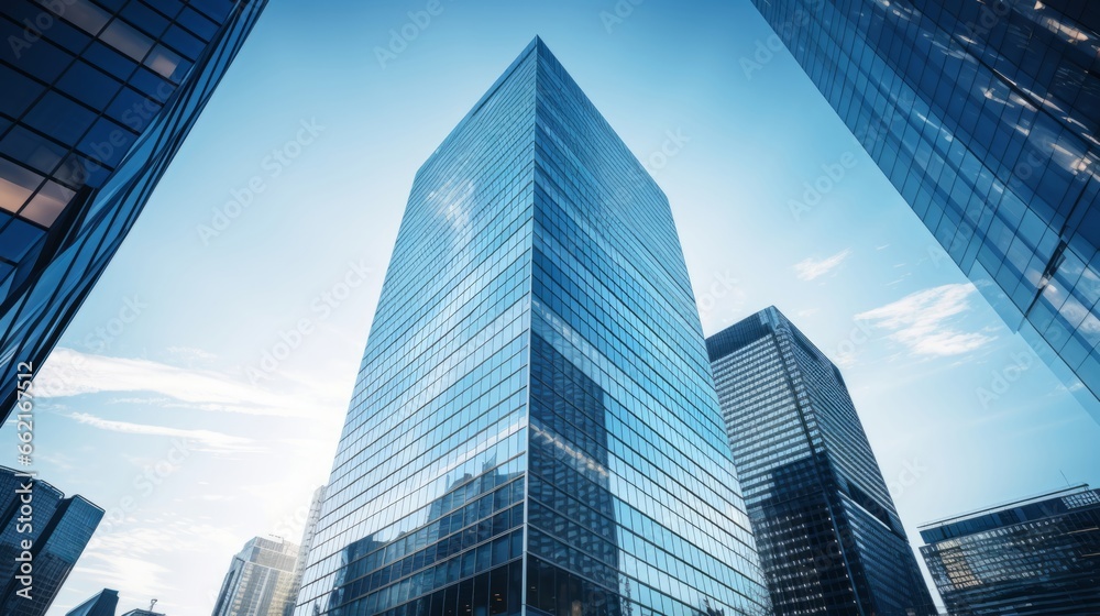 Naklejka premium A corporate office tower in a modern city