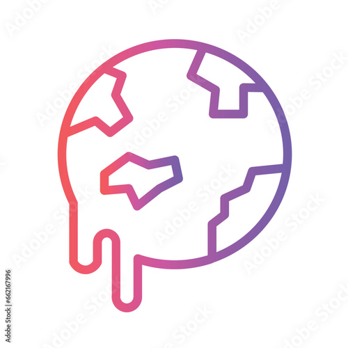 Global Warming Earth Gradient Line Icon