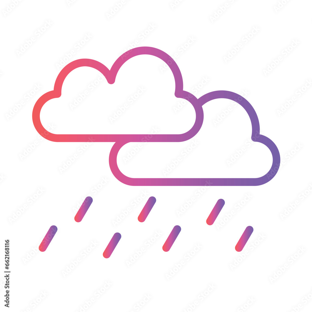 Dioxide Pollution Raining Gradient Line Icon Dioxide Pollution Raining Gradient Line Icon