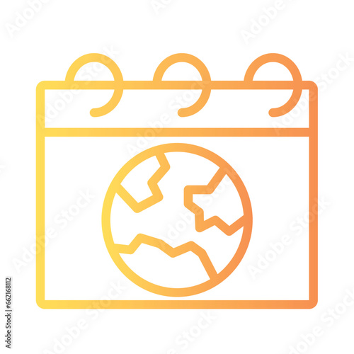 Day Earth Ecology Gradient Line Icon