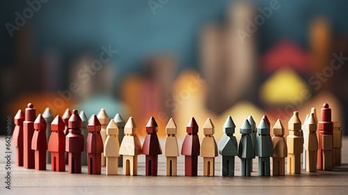 inclusion, equality and diversity concept, colored figures on the table with the blur background