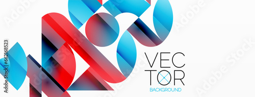 Abstract masterpiece formed by delicate interplay of circles, squares, and triangles. Geometric elements converge in harmonious chaos, evoking sense of modern creativity. Symphony of shapes